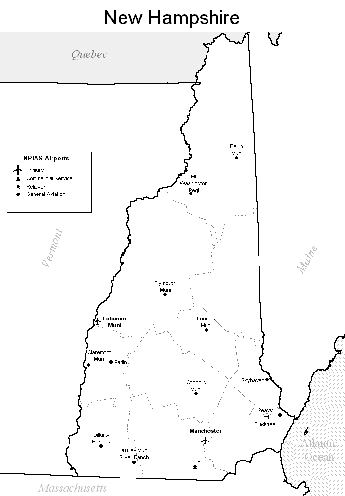New Hampshire airport map